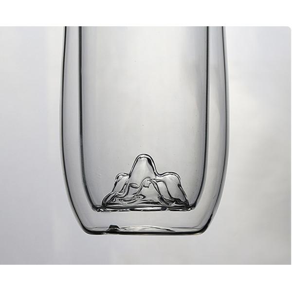 Кружки кофе ясности Шап горы, боросиликат изолировали двойную чашку стекла стены