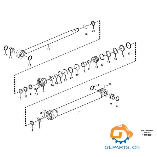 EC200B EC210B Cylindre à rampe de la pelle 14563968 14563974 Cylindre hydraulique Volvo