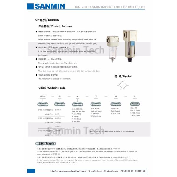 El compresor de aire parte unidades del equipo de la fuente de aire del filtro de Sanmin GF200 GF300