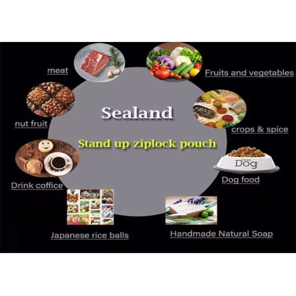 Plastic Food Packaging Foil Ziplock Bags , 8 Sides Seal Stand Up Ziplock Bag For Meat