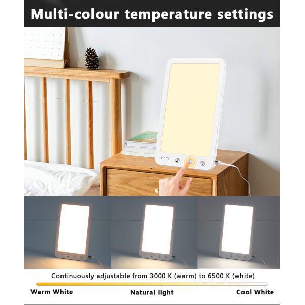 Brightness adjustable 5 level dimming Sad Phototherapy Lamp Light Therapy Full Spectrum Multifunction Elegant Day Light