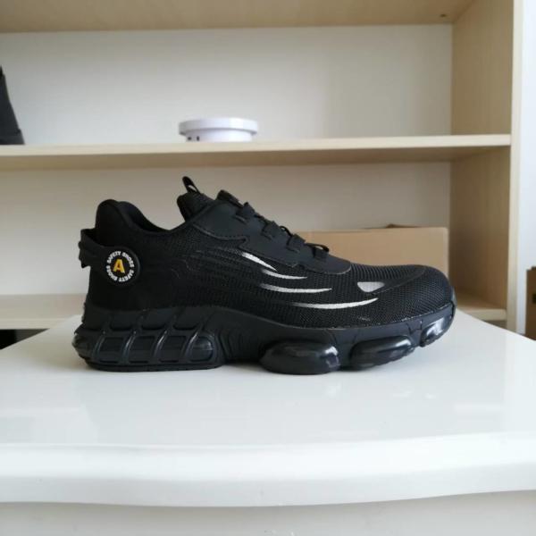 Steel Toe BOA Rotating Button Work Shoes Flying Knit Comfortable Safety Shoes With Kevlar Midsole And PU Sole