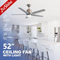 Ventilateur de plafond en nickel satiné de 52 pouces avec moteur CC à 5 lames en MDF