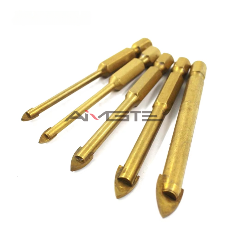 Straight Hex Shank 3mm 6mm Single Cross Carbide Tip Marble Ceramic Glass Tiles Drill Bit for Glass Ceramic Tile Marble