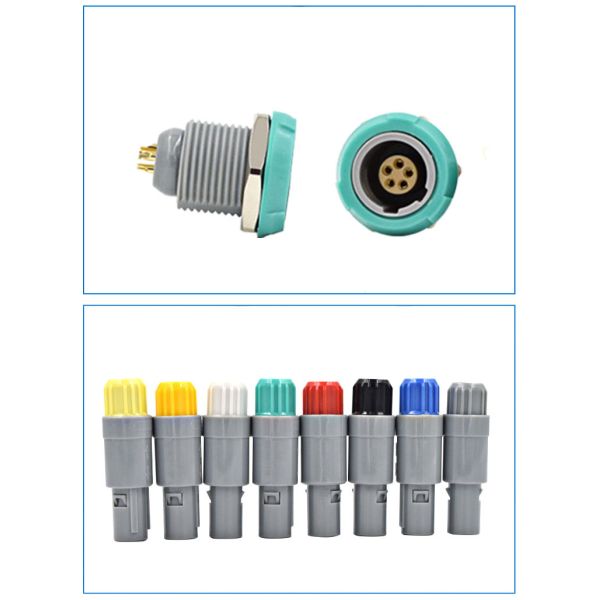 Shenzhen Aviation Plug Plastic 1P5 Core Screw Type Medical Gray/Teal Plug Socket Moisture-Proof 5 Pin Push-Pull Self-Locking