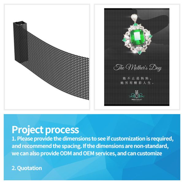 P2.5 Holographic LED Screen Programmable WiFi Control for Store Window Display Glass Curtain Wall Retail Mall Elevator Screens Advertising Ultra Transparent High Brightness Flexible LED Display