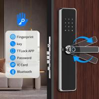TTLock Digital Biométrico Cerradura de la puerta delantera agarre abierto Código antipeep IC Card Key Desbloquear