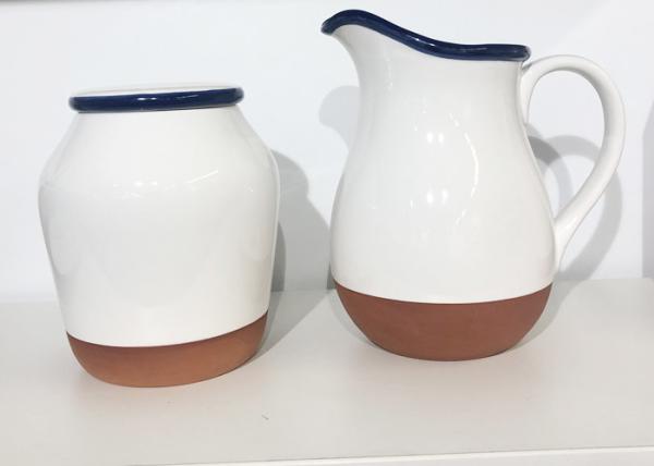 White Solid Glazed Coated Ceramic Stoneware Terracotta Water Jug Pitcher