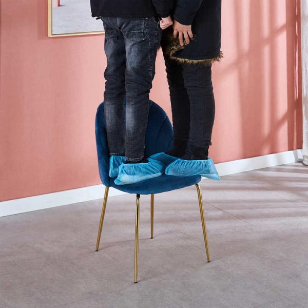 Sturdy Structure Blue Velvet Upholstery Dining Chair Sets 24.80lbs Weight