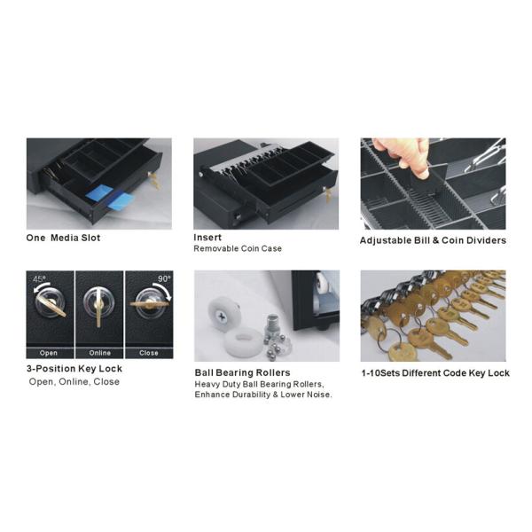 ширина ящика 405mm наличных денег POS RJ11 переключателя 3 12V 24V микро- Lockable
