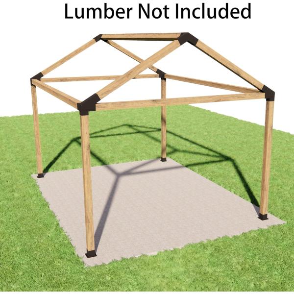Slanted Roof Pergola DIY Bracket Kit for Iron Wood Beams and Durable Steel Support
