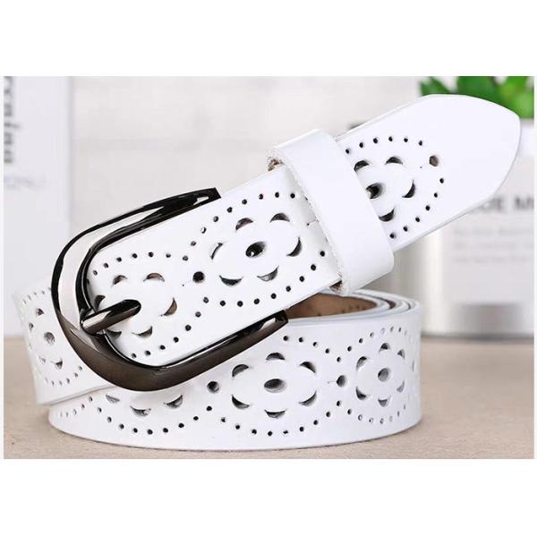White Width 35mm Women's Fashion Leather Belts Custom Logo