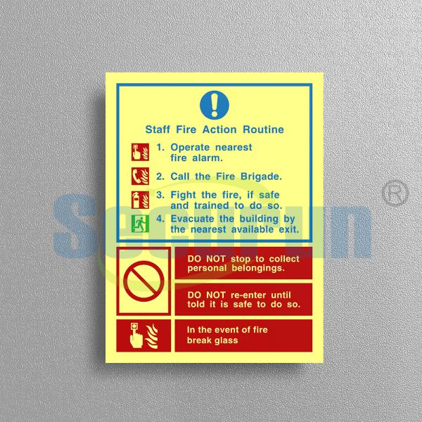 Photoluminescent Simultaneous Evacuation Printable Fire Action Notice Sign
