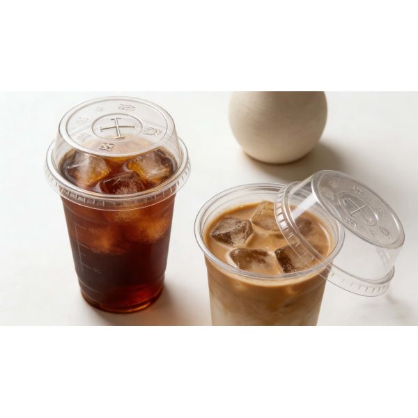 Disposable Custom Logo Printed Cold Coffee Cup  Plastic Cups with Sip Lids