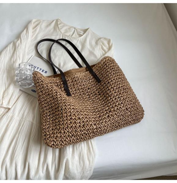 Crochet Raffia Tote Bag Kit Set For Beginners Beach Tote Bag For Women Beach Straw Handmade Bag Woven Rattan Bag For Women Raffia Yarn For Crocheting Raffia Paper Ribbons For Craft