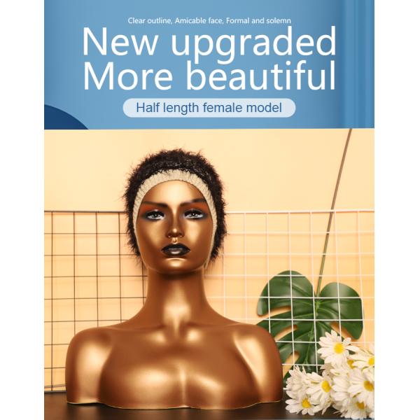 Black Female Pvc Mannequin Head And Shoulders For Hat Sunglass