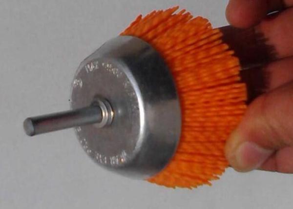 Yellow Bristle 3 Inch OD Nylon Abrasive Cup Brush 120 Grits For Polish the Wood