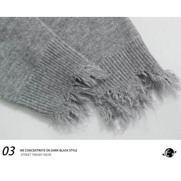Men's Standard Thickness Round Neck Knitwear Coat with Letters Loose Fit Sweater