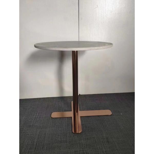 Golden Stainless Steel Hotel Furniture Table With Lovely Round Base Rock Plate
