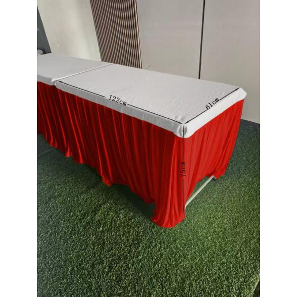 Polyester Wedding Pleated Skirt Chair Ruched Red White Banquet Hall Dining