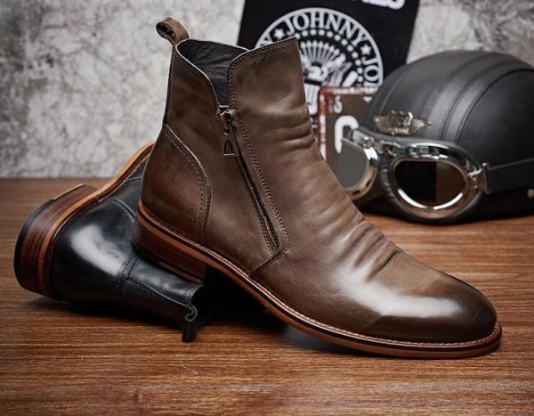 Botas de tornozelo masculino botas de tornozelo cordel de couro genuíno botas vintage pontiagudas