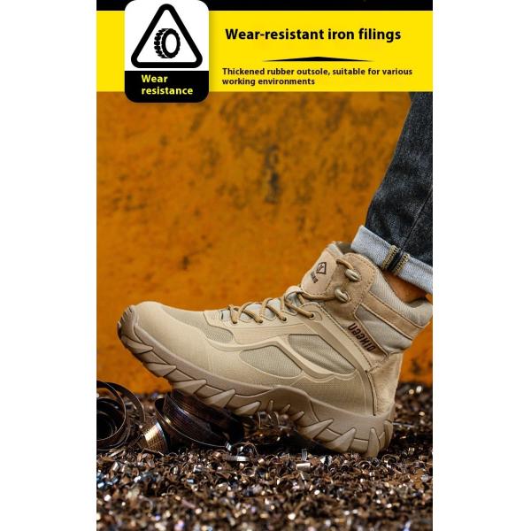 Suede Safety Boots With Kevlar Midsole And Rubber Sole