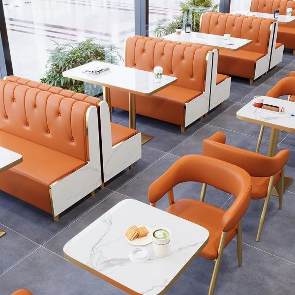 Hot Sale Cafe Marble Restaurant Coffee Shop Sofa and Booth Seating Chair and Table Set Furniture for Coffee Shop