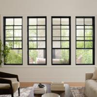 24x36 fenêtre coulissante verticale en aluminium noir double simple suspendue pour résidentiel