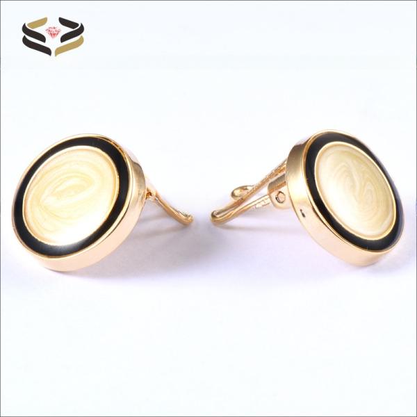 Coffee Epoxy Inlay Brass Button Cover Cufflinks Round For Men'S Normal Shirt