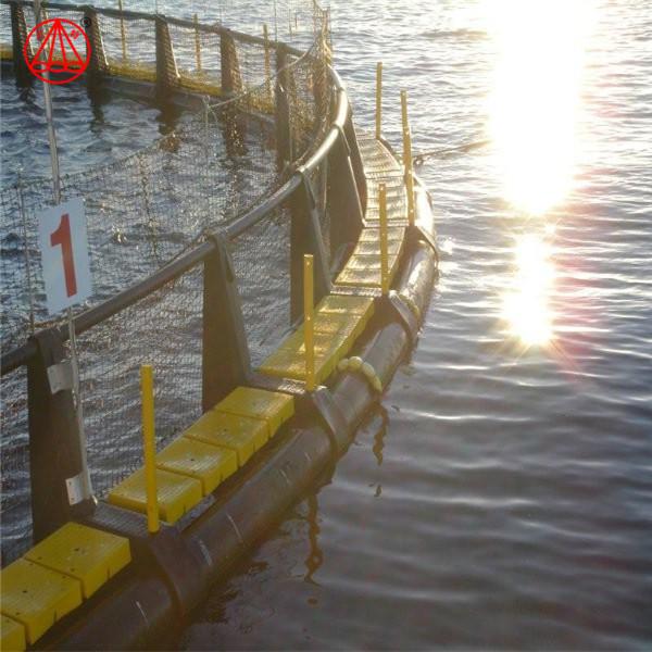 Black 60m Fish Farming Cage , Floating Net Cage Non Toxic Circular Shape