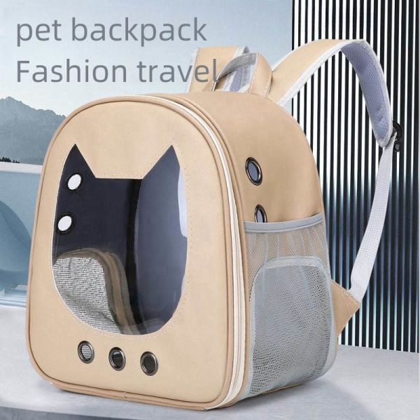 Cat Backpack Carrier Wholesale, Ventilated PU Pet Travel Backpack OEM ODM Custom Logo