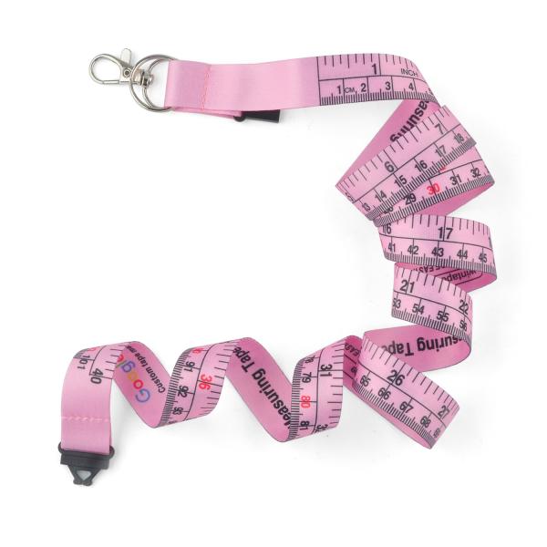 Pink Soft Cloth Tape Measure Lanyard Easy To Carry Work ID Card Light Weight Precise Measurement Tool