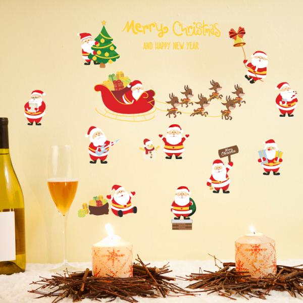 Non Toxic Christmas Wall Art Stickers PMS/CMYK Color Decorative For Window