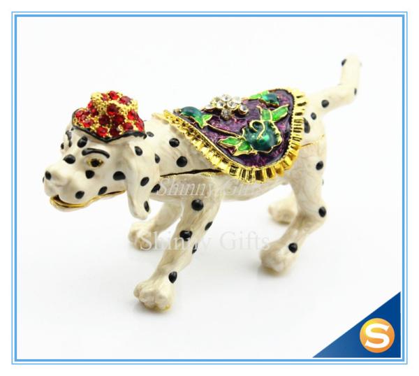 Dog Trinket Box Animal Jewelry Box Metal Pewter Enamel Gift Box Modern Home Decorative Gift Box SCJ057