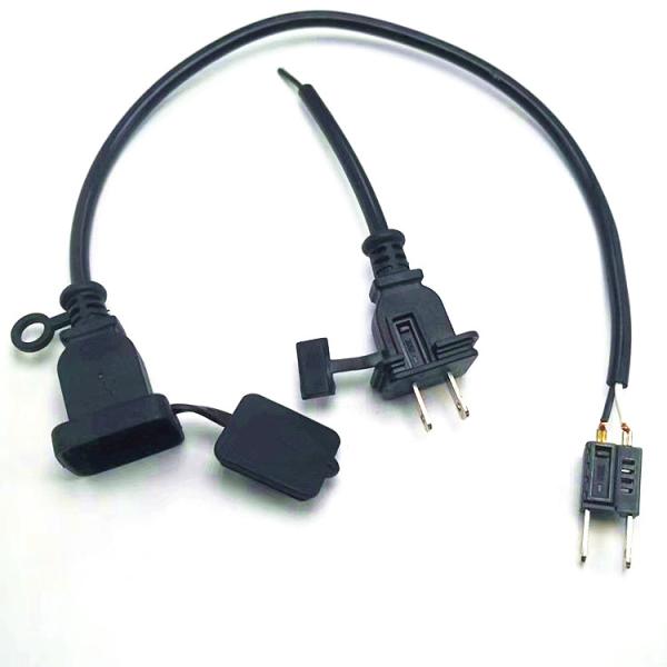 High quality 2pin black extension power cord  0.5m-10m copper power extension cable