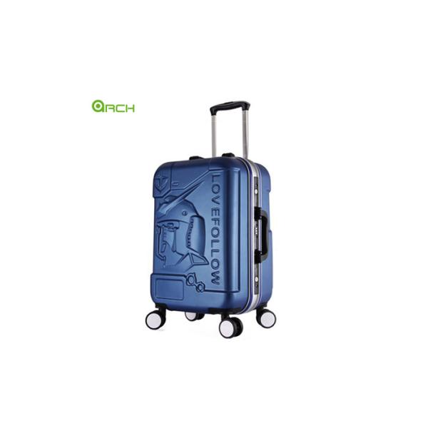 Embossed ABS PC Travel Luggage Bag With Aluminium Frame
