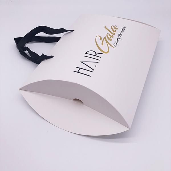 Glossy Lamination Custom Pillow Boxes For Full Lace Human Hair Wig Packaging