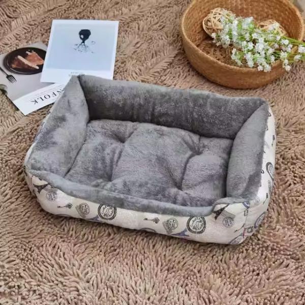 Textured Wave Pet Sofa Beds Washable Large Rectangle Dog Bed Comfortable 