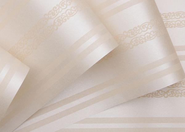 Removable Modern Striped Wallpaper for Home Decoration , Champagne Stripes Pattern