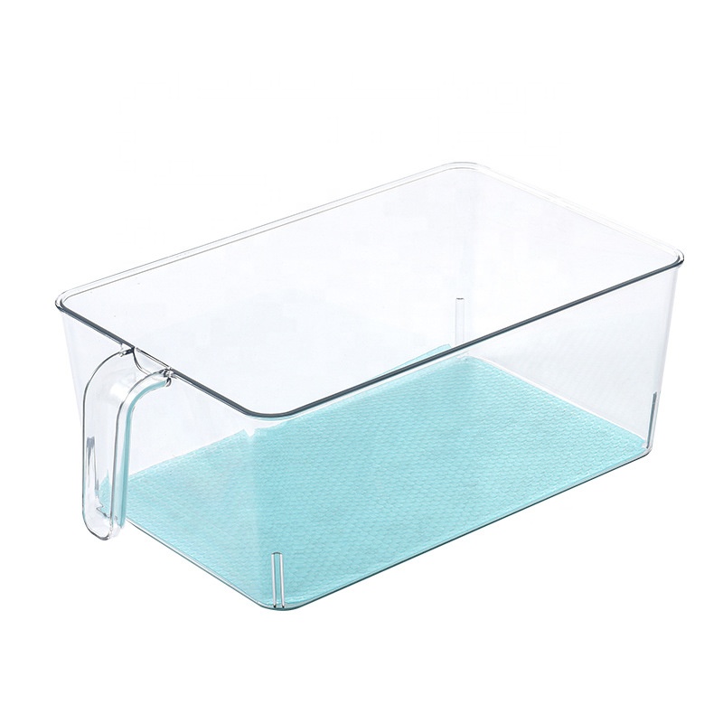Refrigerator Storage Box PET Large Food Storage Box Transparent Rectangular Refrigerator Storage Box with Handle