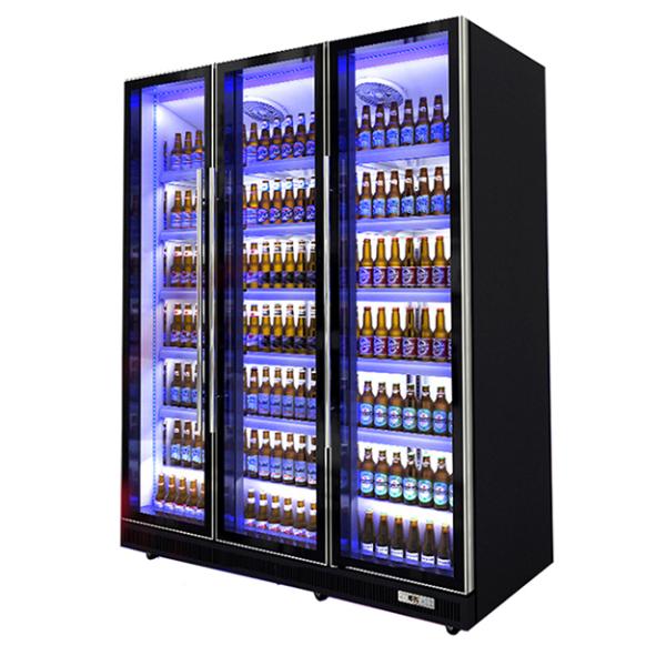 Commercial Multiple LED Lights Three Glass Doors Beverage/Alcohol Refrigeration Display Freezer