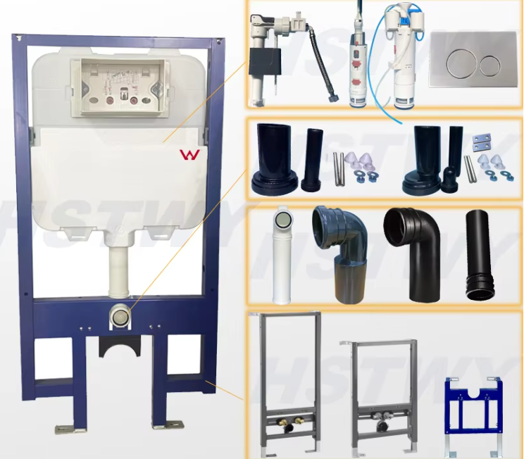 Modern design bathroom toilet faucet connection hidden water tank HDPE outlet elbow pipe