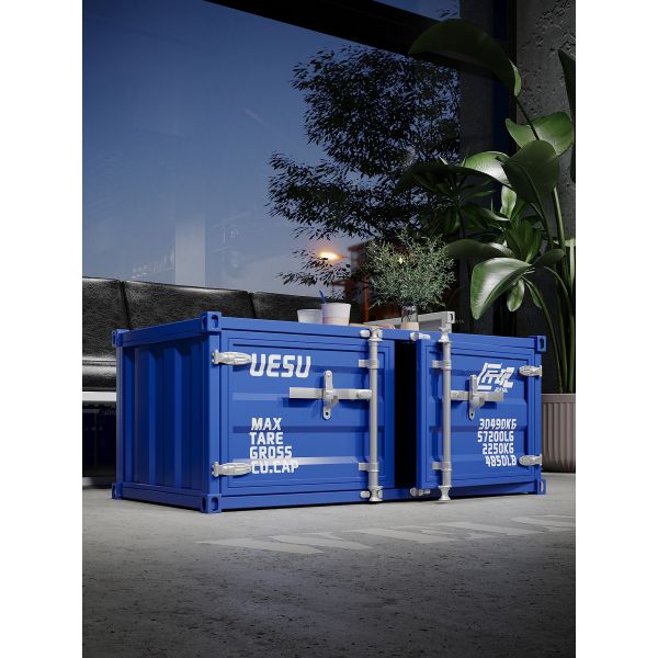 Industrial Oil Drum Table Customized Iron Tea Table Blue For Living Rooms, Gyms