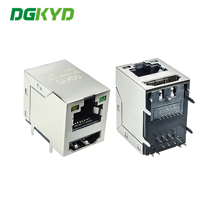 Соединитель 8P8C соединителя usb сетевого порта DGKYDRH1188AB1A1DB1080 RJ45 одиночный гаван с гнездом сетевого порта СИД