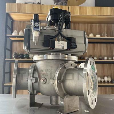 Valve à bille pneumatique à poussière de transport en acier inoxydable à trois voies