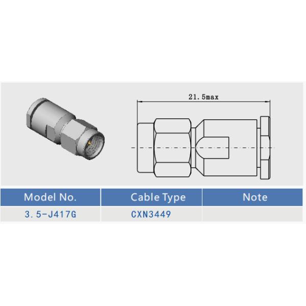 Connecteur mâle à ondes millimétriques en acier inoxydable 3,5 mm pour câble CNX3506, MF108A, fréquence jusqu'à 33 GHz - Alternative au connecteur SMA 26 GHz à haute fréquence
