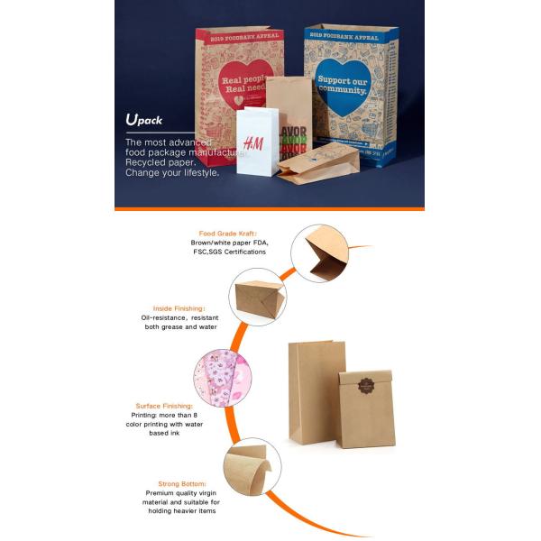 Takeout вынос Kraft обедает несущая бумажных мешков изготовленная на заказ напечатанная, который нужно пойти ресторан