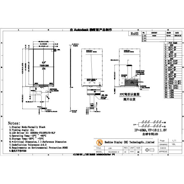 Standard Dustproof RGB TFT Display , 800x480 3.3v TFT LCD Touch Screen