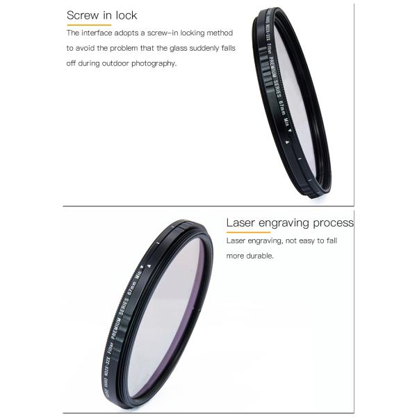 HD Camera lens filter 67mm 77mm 82mm optial glass multicoating black ring with gold line