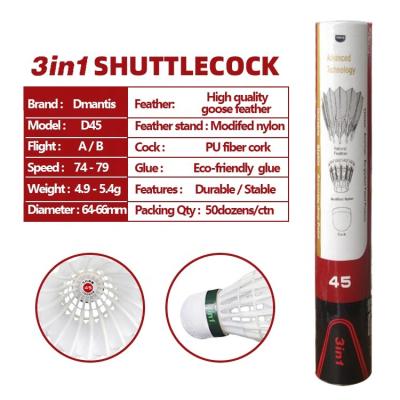 Durable Stable Hybrid Shuttlecock Goose Feather Badminton Shuttlecock For Training